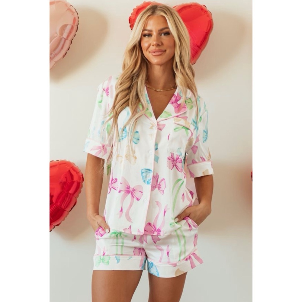Colorful Bow Pj Set - Picture 1 of 3